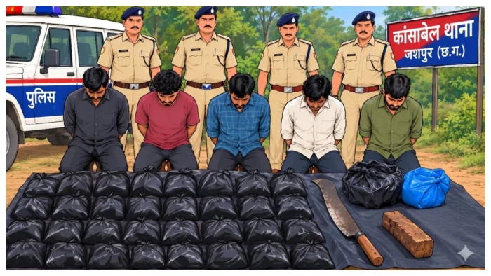जशपुर के कांसाबेल में 50 किलो गौमांस के साथ पांच आरोपी गिरफ्तार, सागीभावना गांव में पुलिस की बड़ी कार्रवाई
